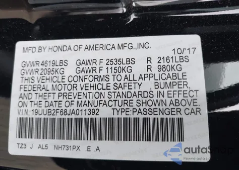 2018 Acura Tlx Tech A-Spec Pkgs z USA, uszkodzony, nr VIN 19UUB2F68JA011392